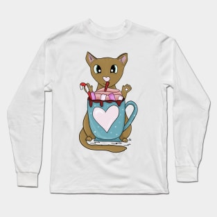 Hot chocolate cat Long Sleeve T-Shirt